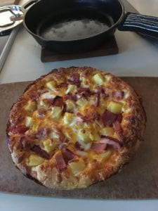homemade ham and pineapple pizza