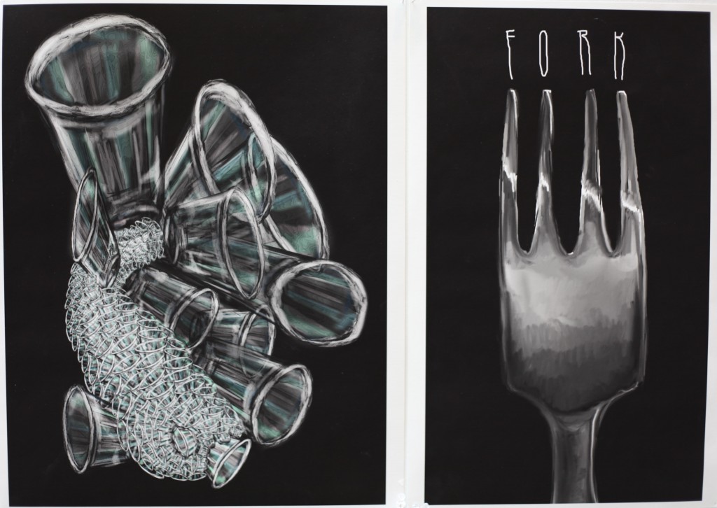 Left: Corinne Romano '15  Right: Julian MacMillan '14 Digital Drawing on Photoshop.
