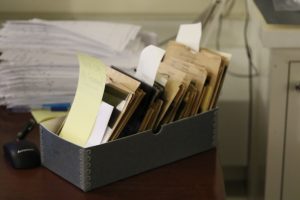 A box of negatives, ready to be processed.