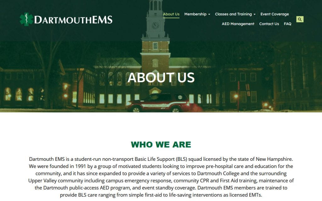 Dartmouth EMS screenshot