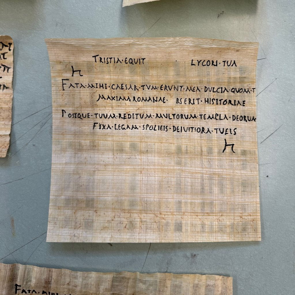 A student's copy of a fragment of Roman poetry onpapyrus