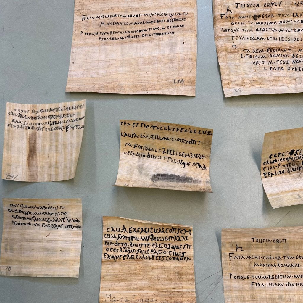 Student copies of fragments of Roman literature on papyrus