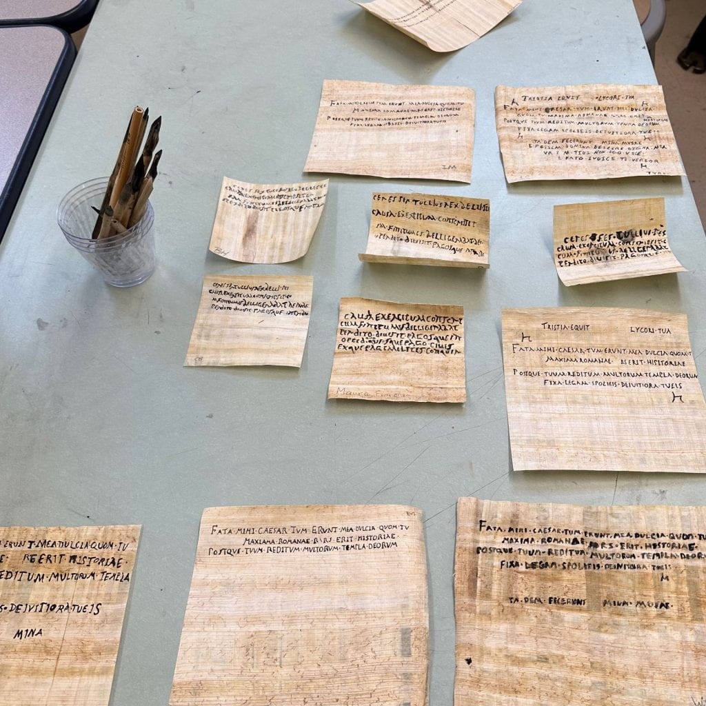 Student copies of fragments of Roman literature on papyrus