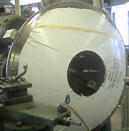 This domed door will have a large flange for the microwave plasma source we plan to build.