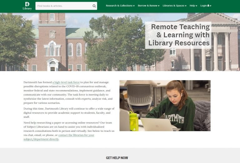 🔖 Remote Teaching & Learning with Dartmouth Library Resources