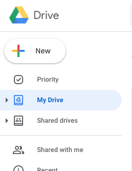 2. When you access your Google Drive, click on "Shared drives" from your quick launch menu.