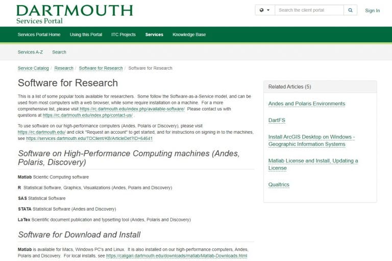 🔖 Remote Software for Research at Dartmouth