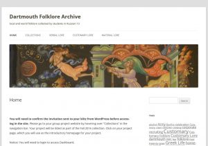Dartmouth Folklore Archive website screenshot